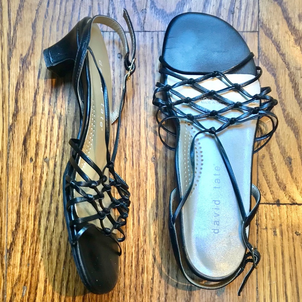 WIDE David Tate Strappy Leather Sandal Heels